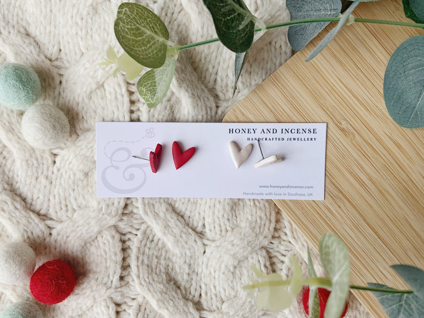 Pearl White Heart Studs