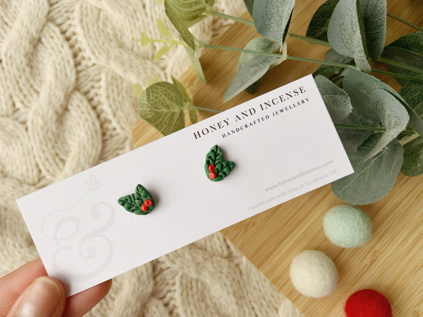 Holly Berry Studs