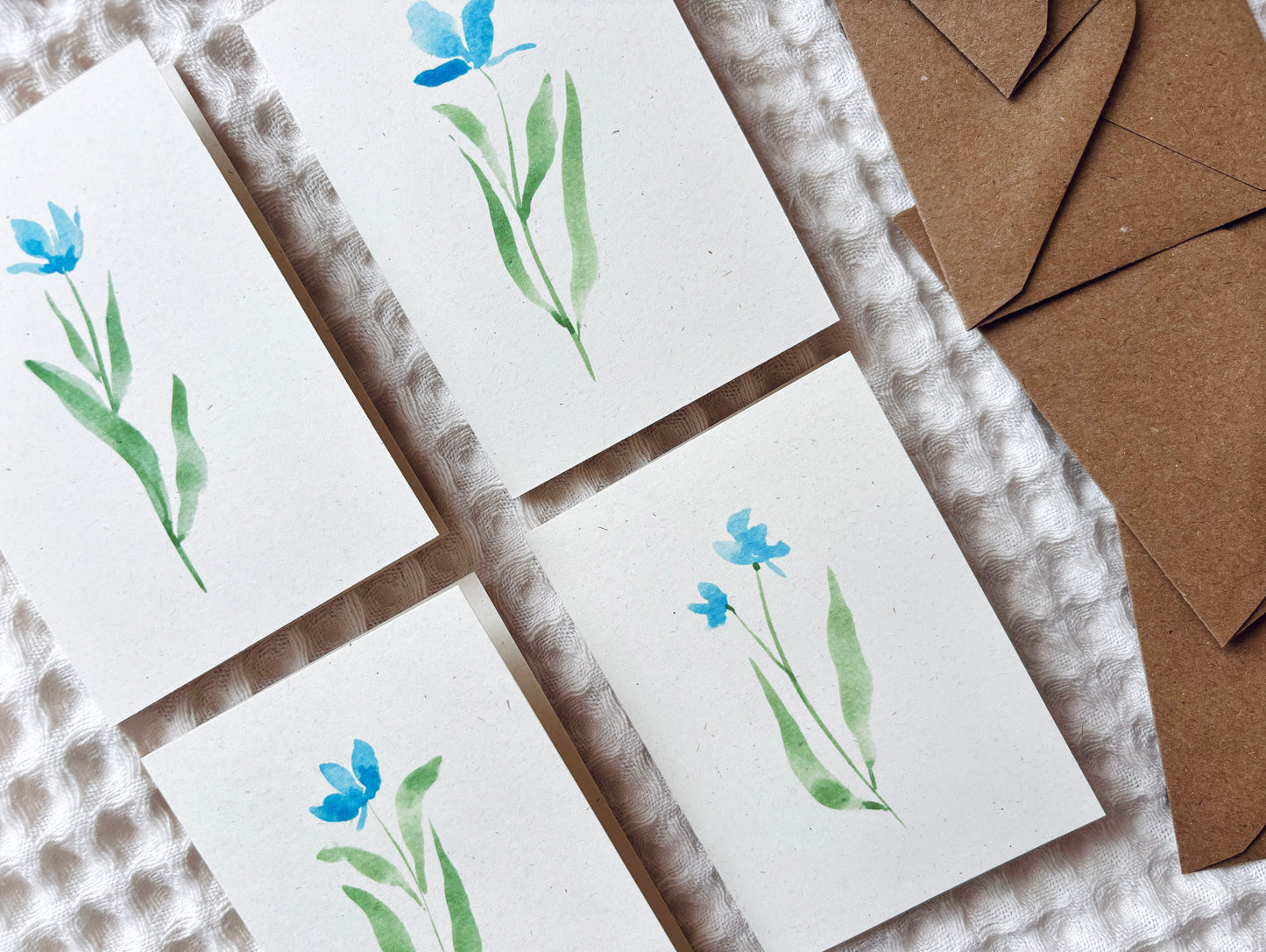 4 Mini Watercolour Flower Eco Greetings Cards