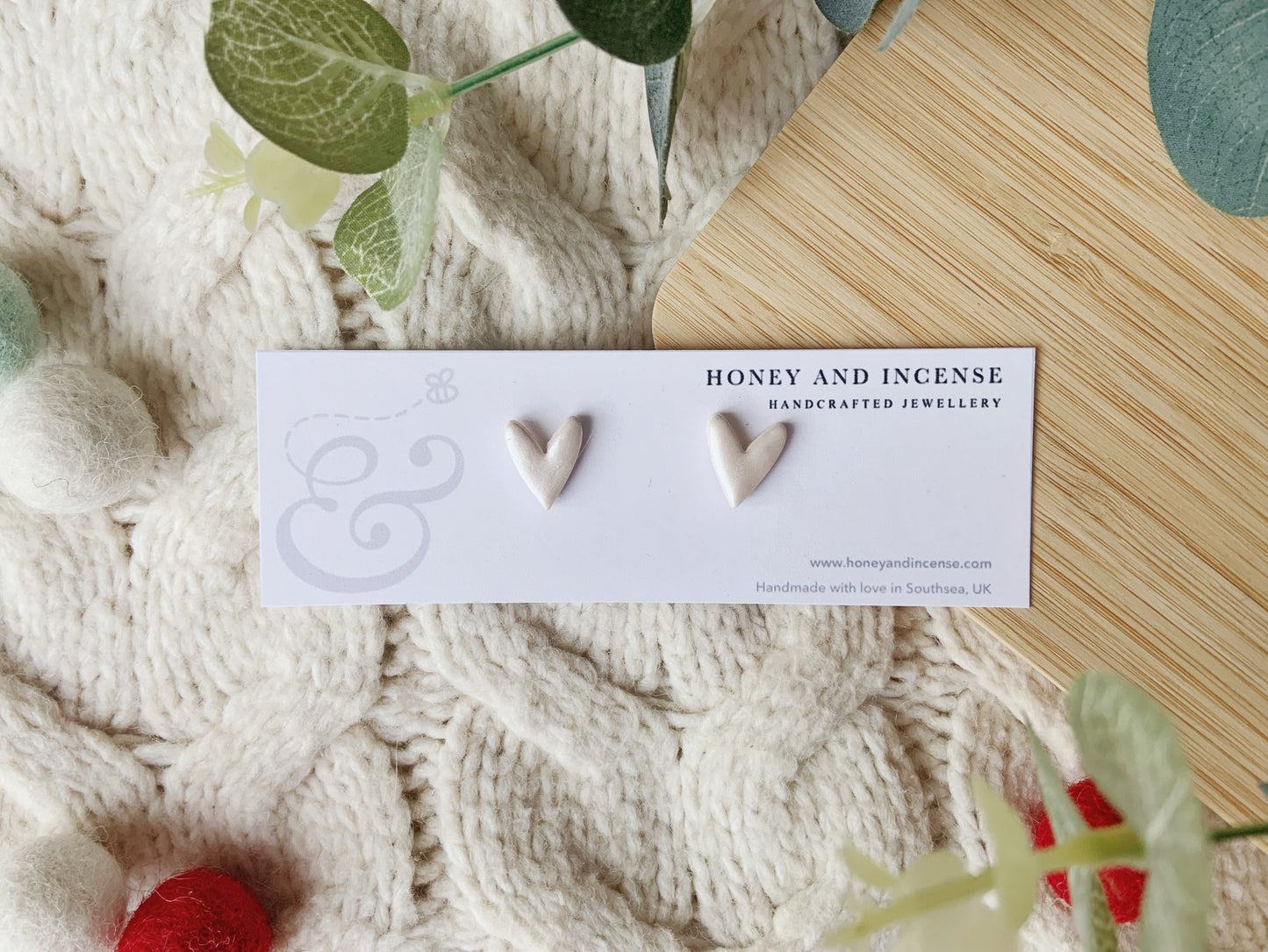 Pearl White Heart Studs