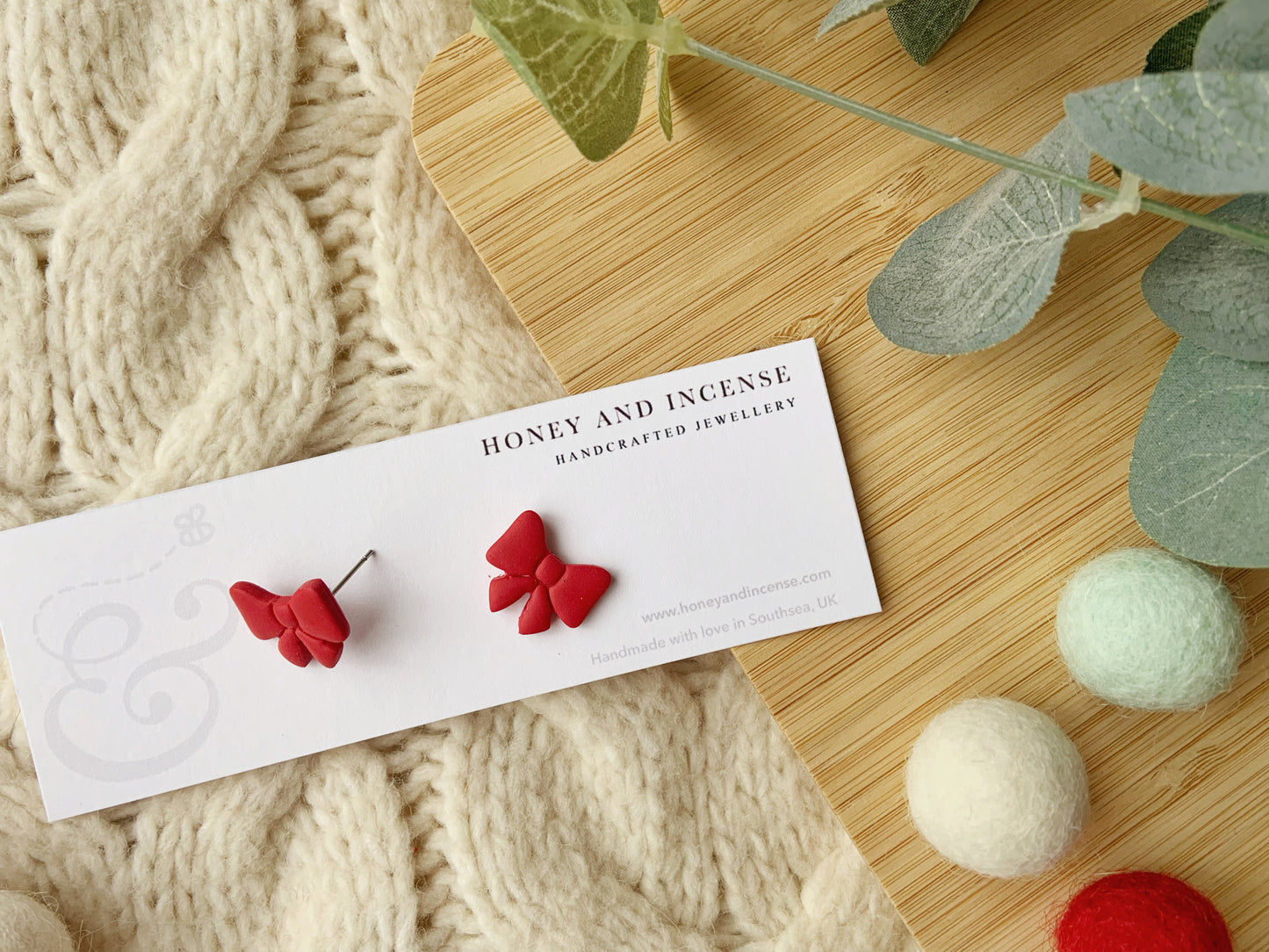 Red Bow Earrings