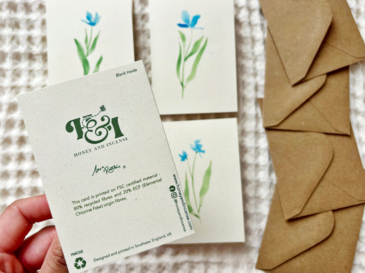 4 Mini Watercolour Flower Eco Greetings Cards