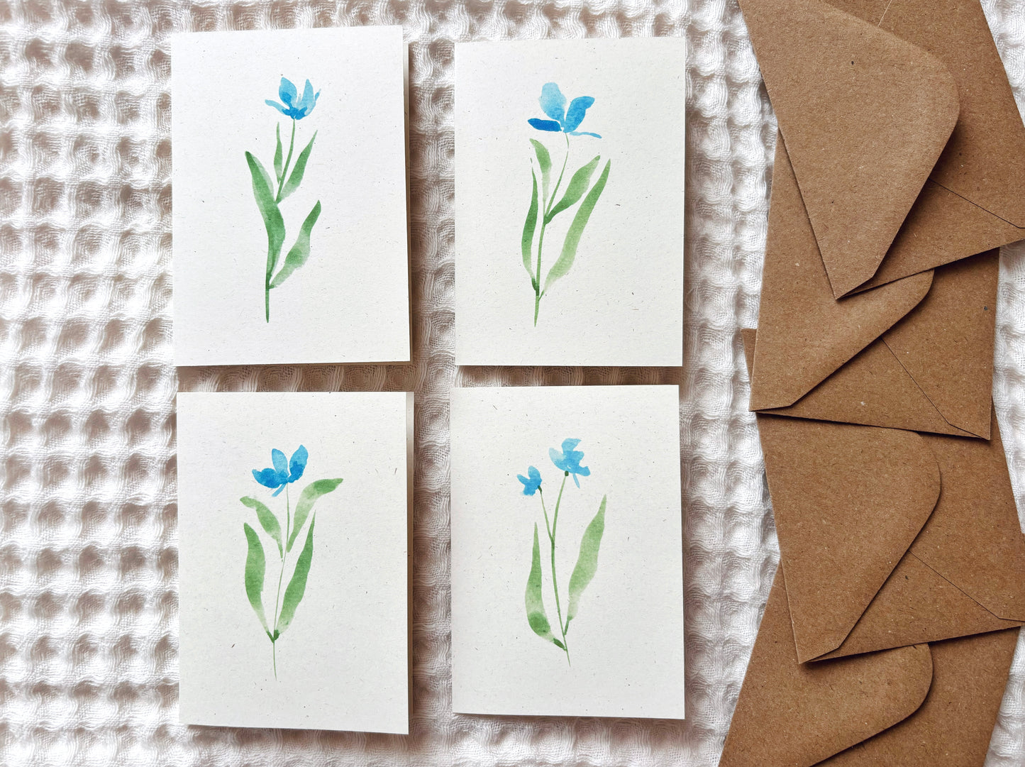 4 Mini Watercolour Flower Eco Greetings Cards