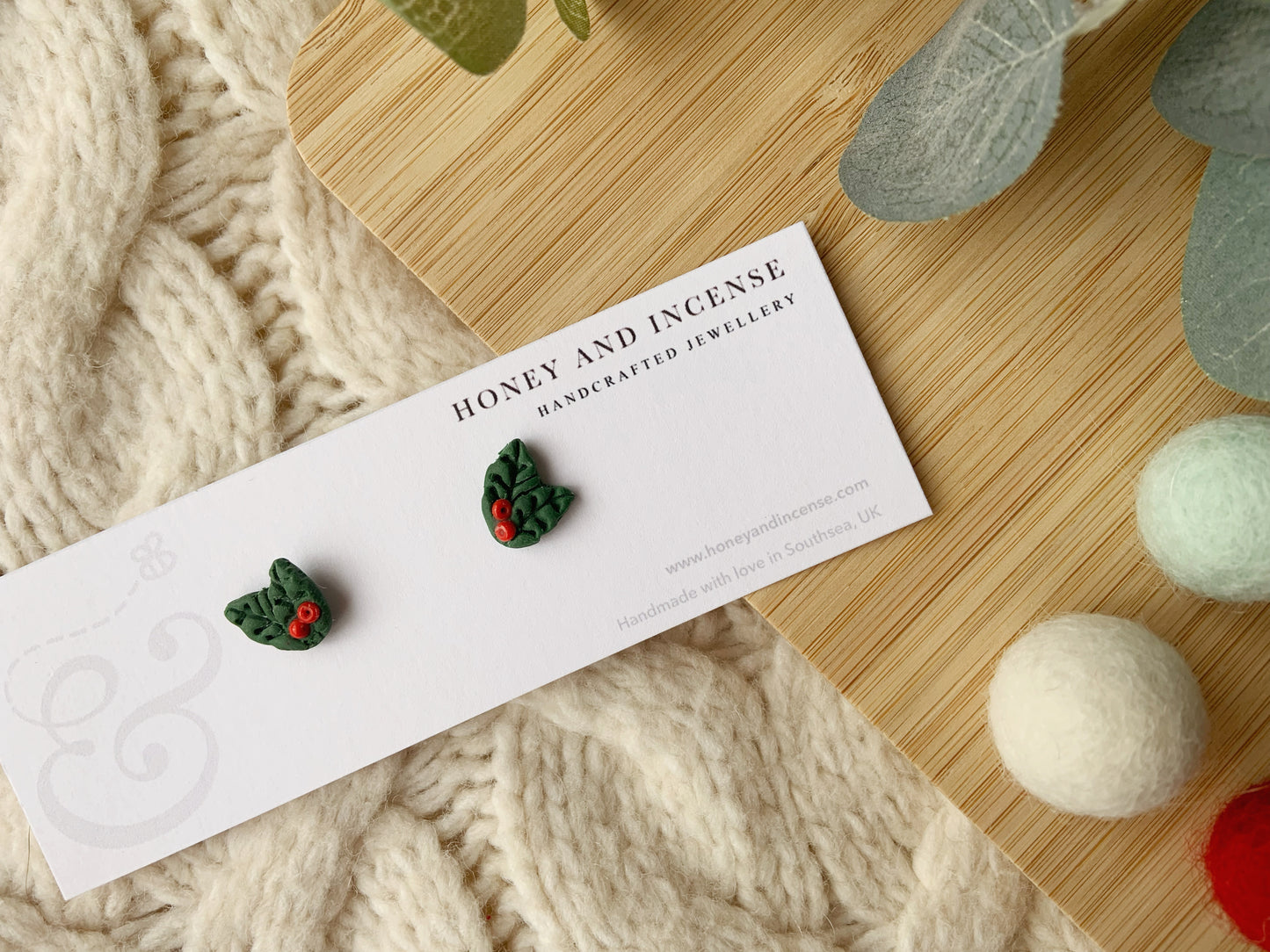 Holly Berry Studs