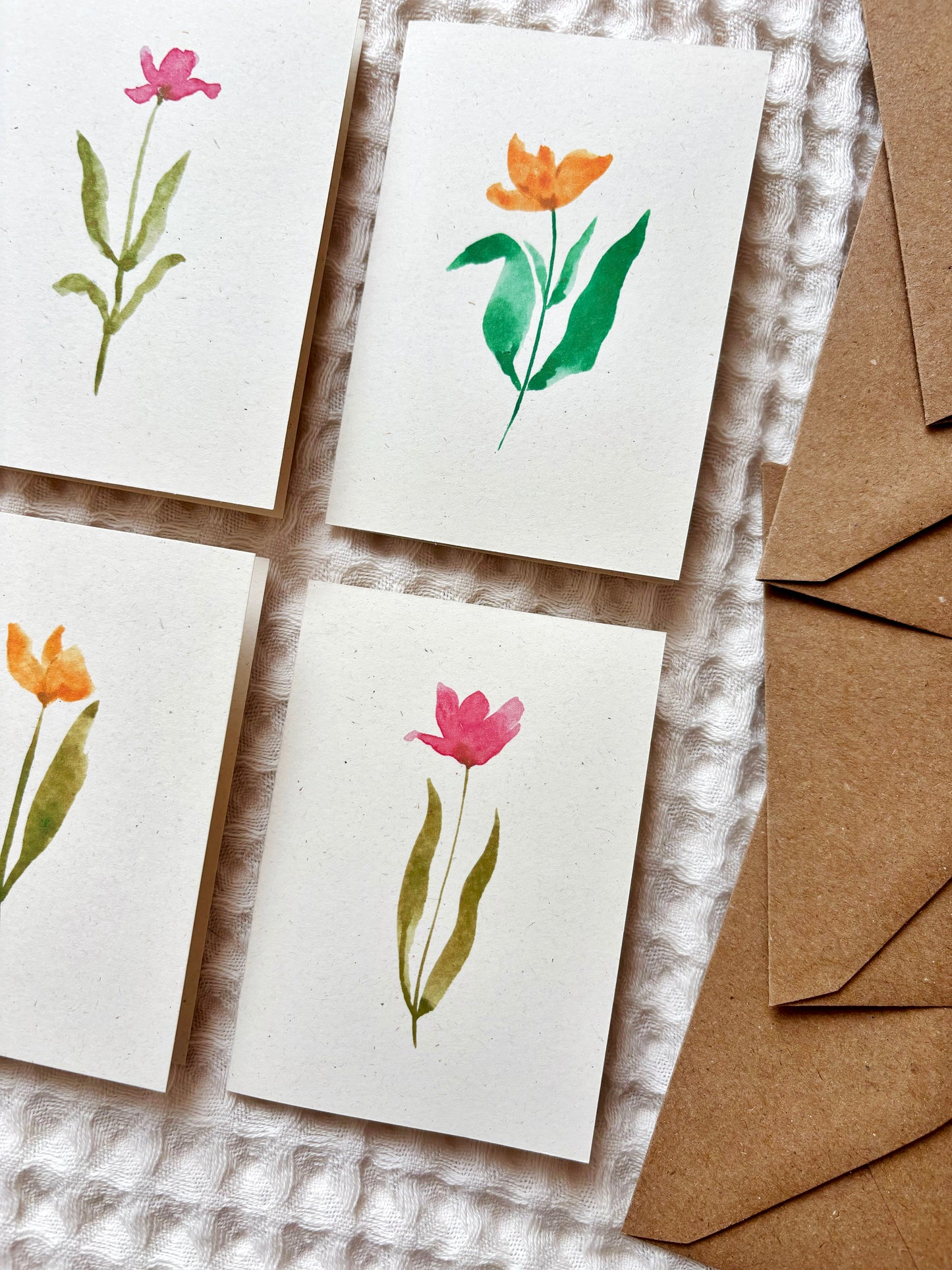 4 Mini Watercolour Flower Eco Greetings Cards