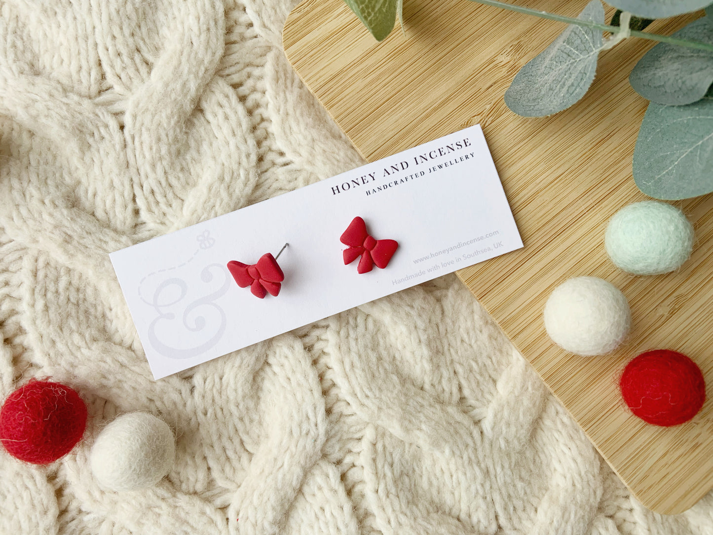 Red Bow Earrings