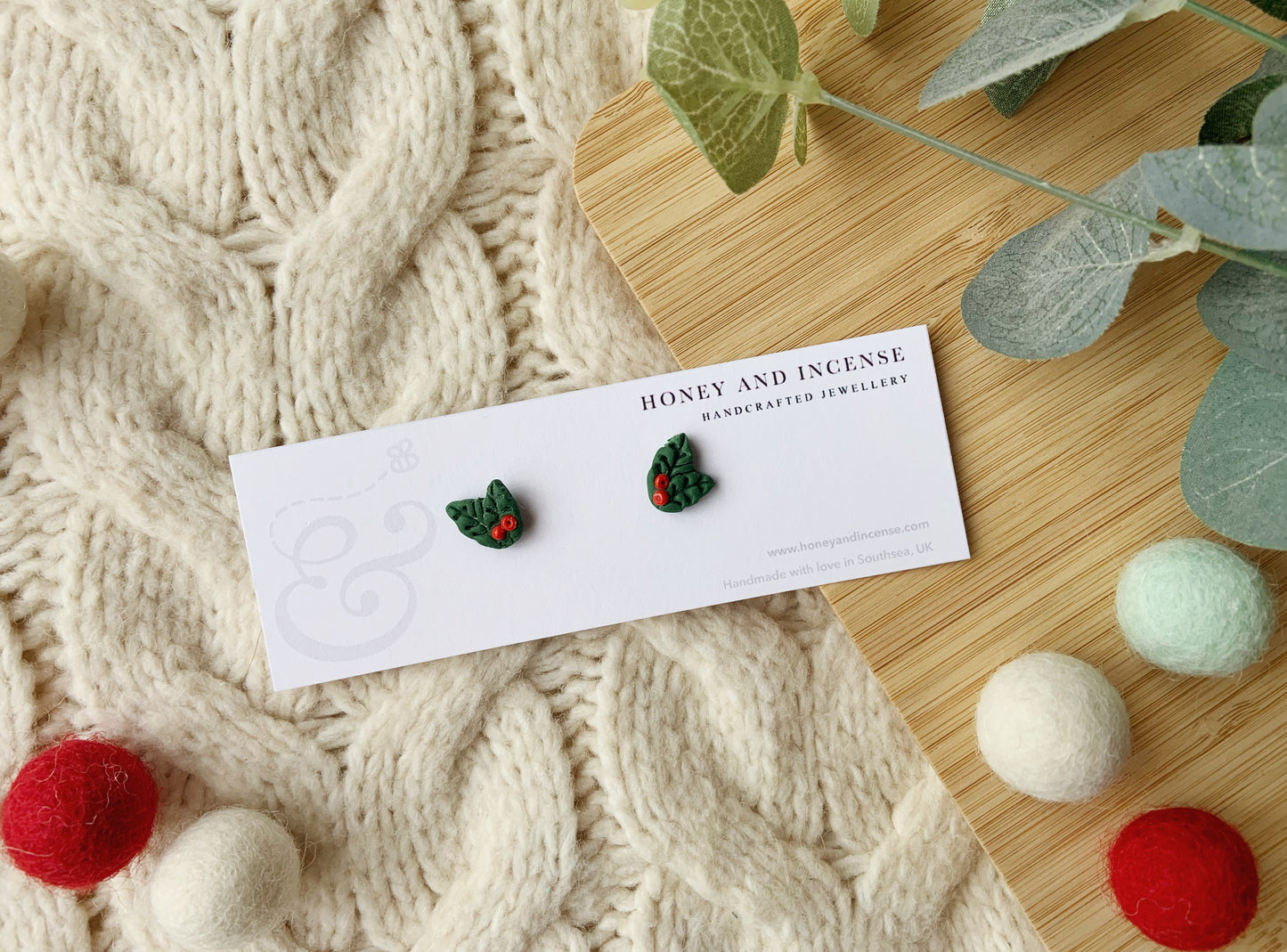 Holly Berry Studs