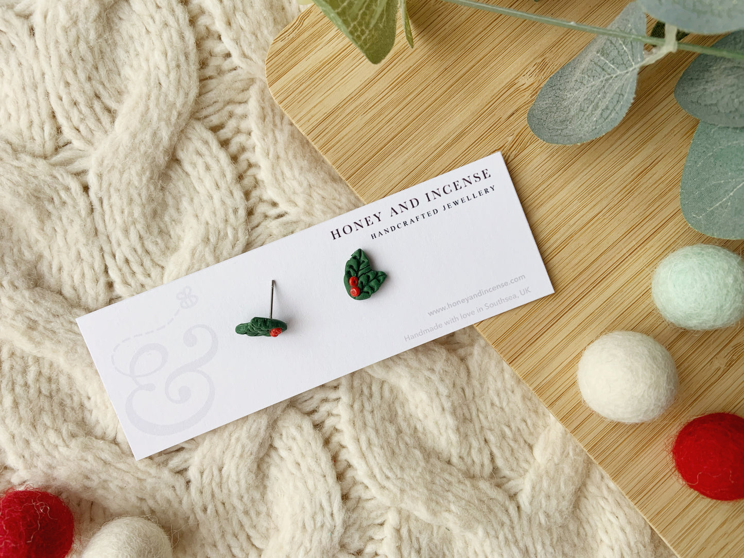 Holly Berry Studs
