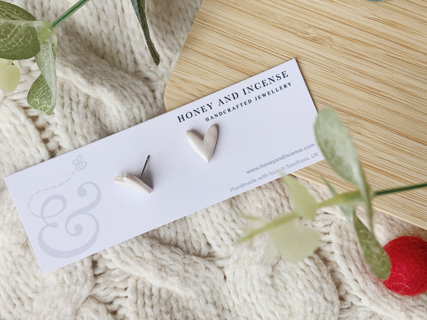 Pearl White Heart Studs