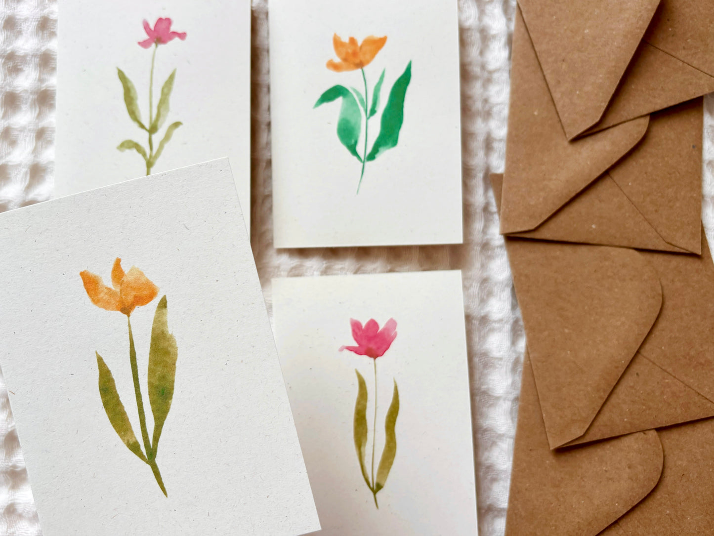 4 Mini Watercolour Flower Eco Greetings Cards