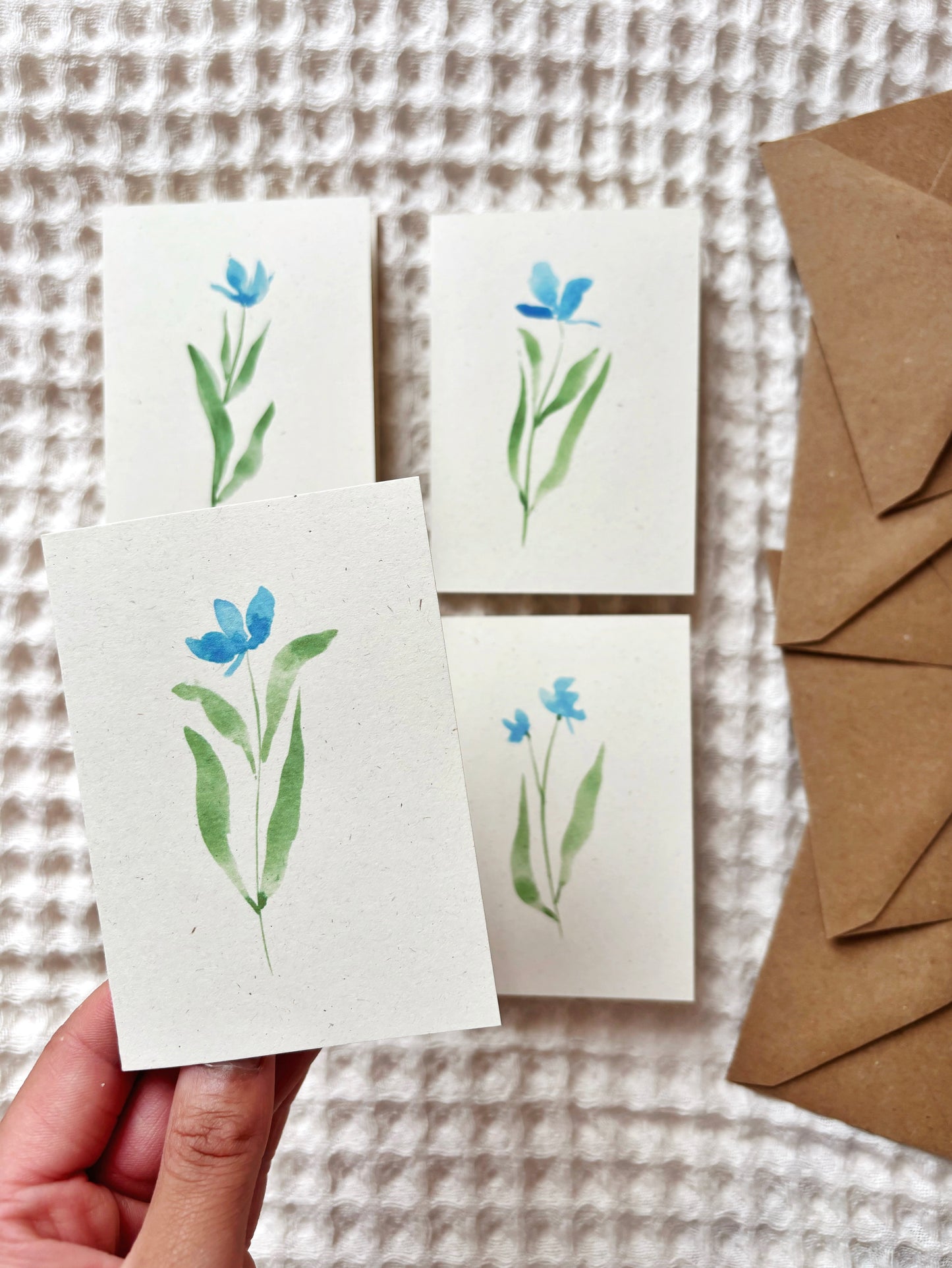 4 Mini Watercolour Flower Eco Greetings Cards