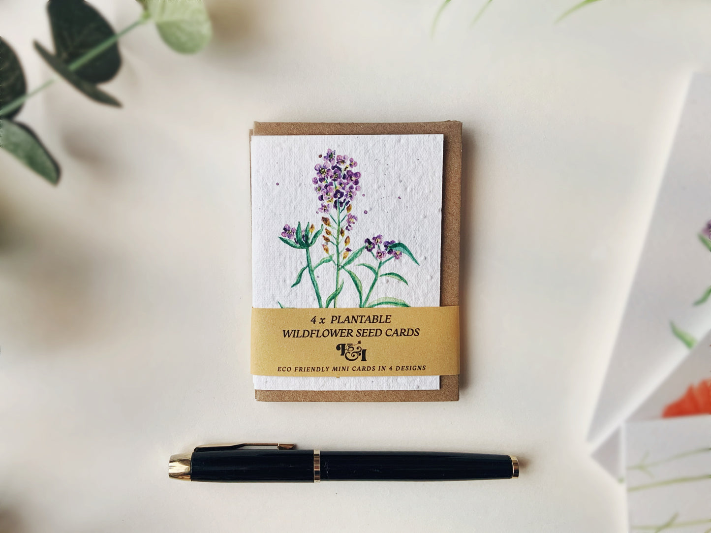 4 Floral Mini Plantable Greetings Cards