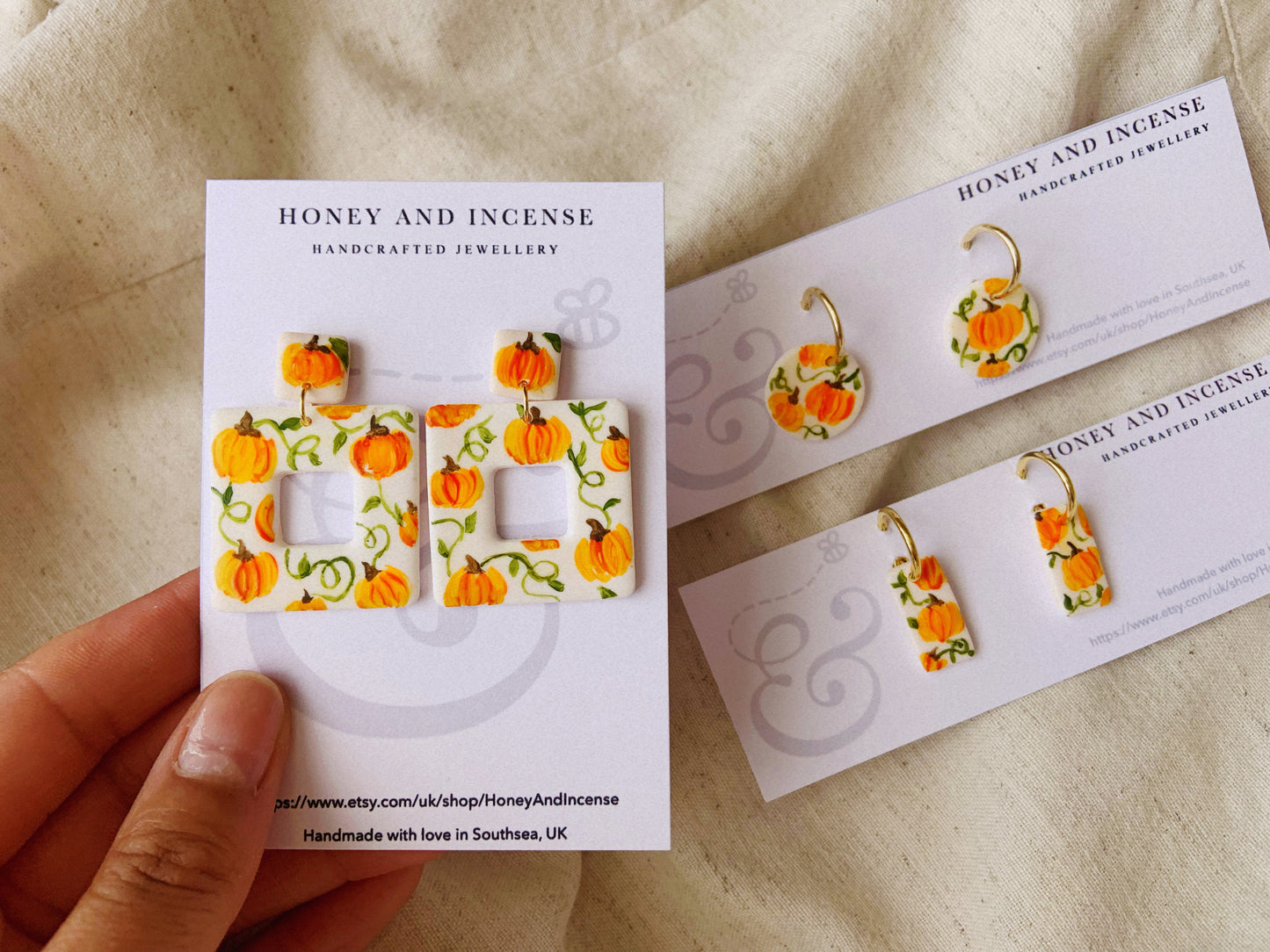 Autumn Pumpkin Hand-Painted Earrings