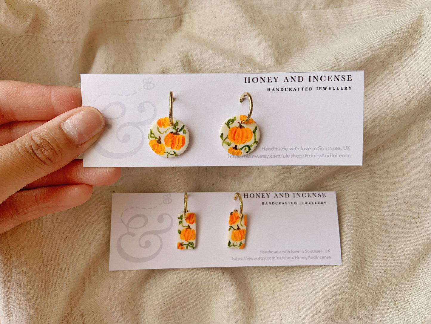 Autumn Pumpkin Hand-Painted Earrings