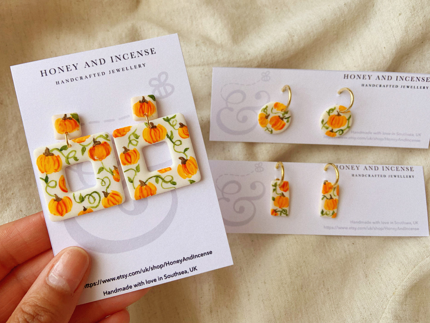 Autumn Pumpkin Hand-Painted Earrings