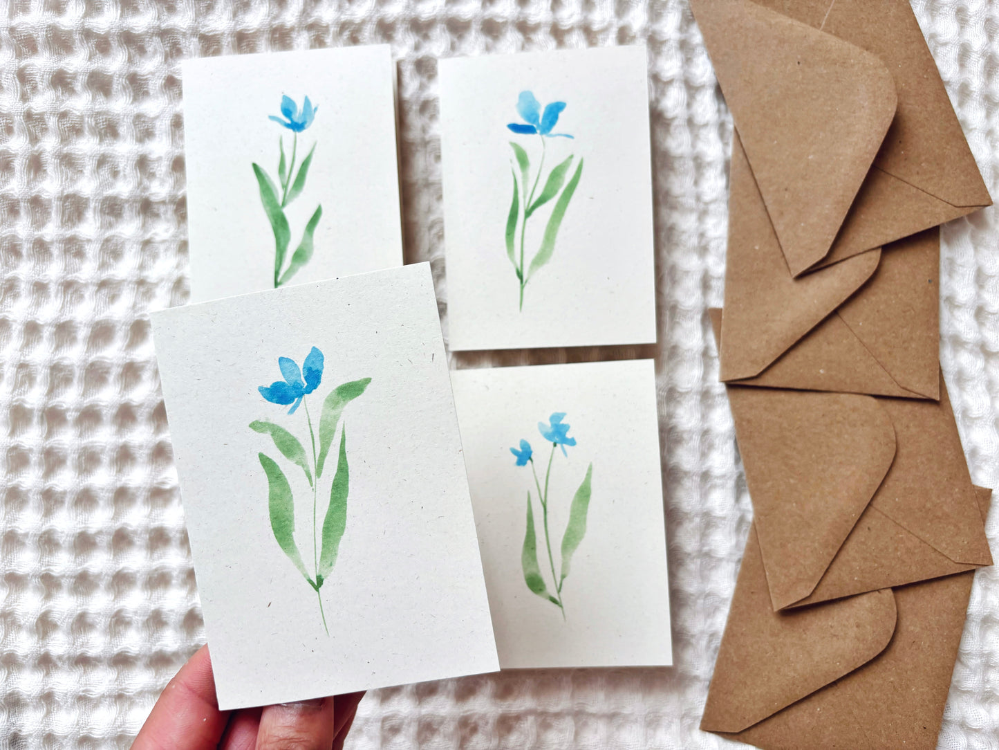 4 Mini Watercolour Flower Eco Greetings Cards