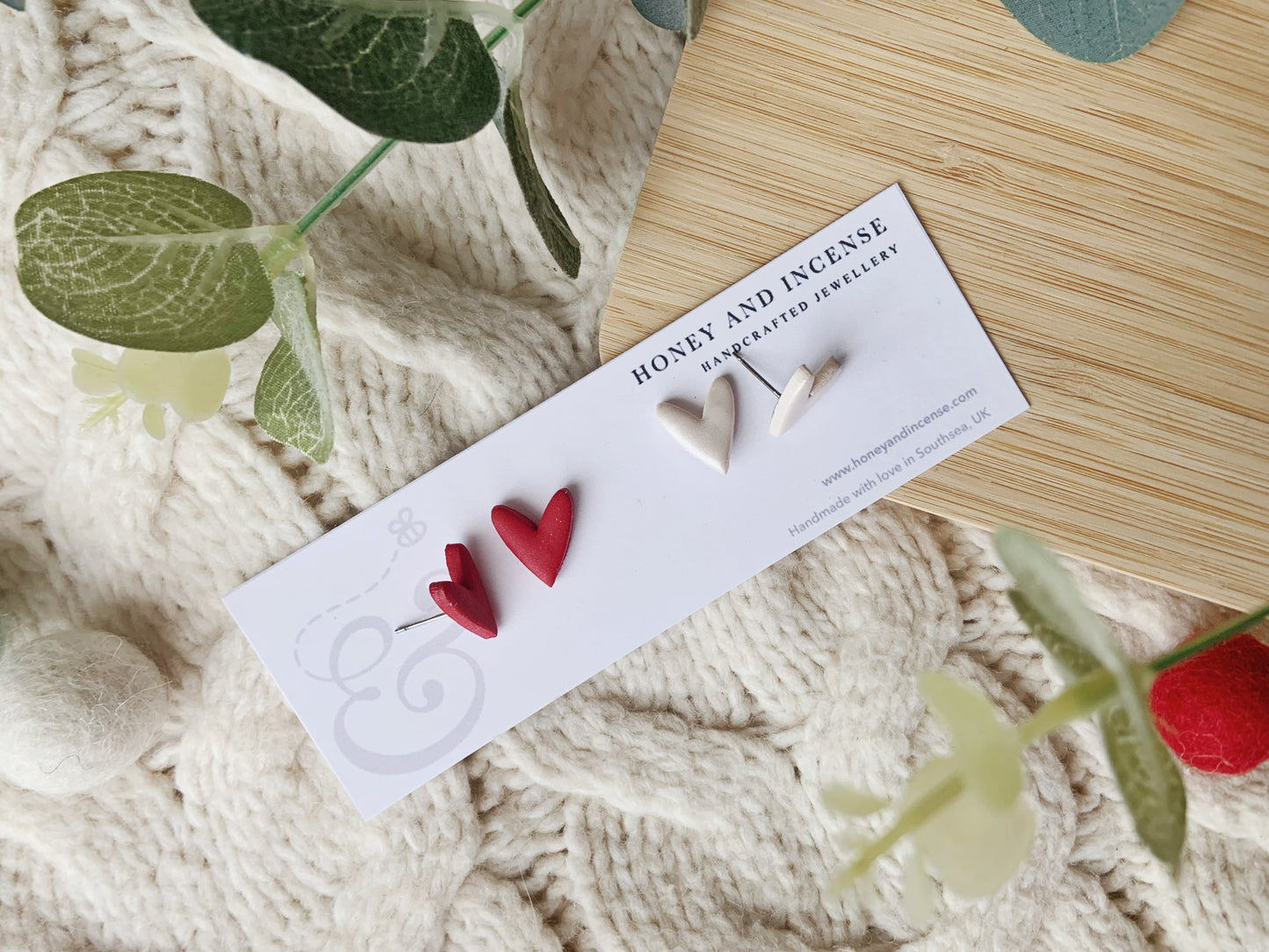 Pearl White Heart Studs