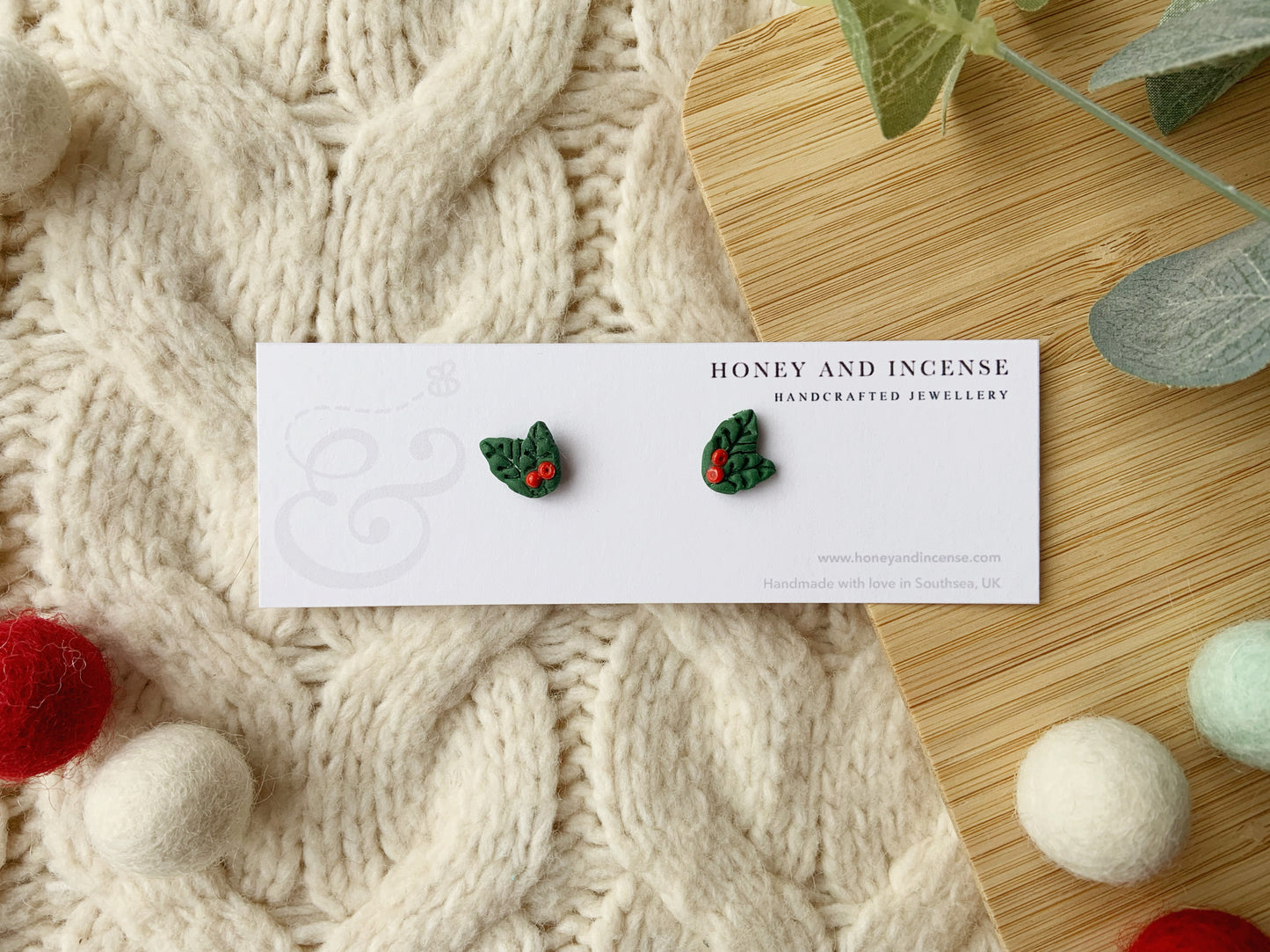 Holly Berry Studs