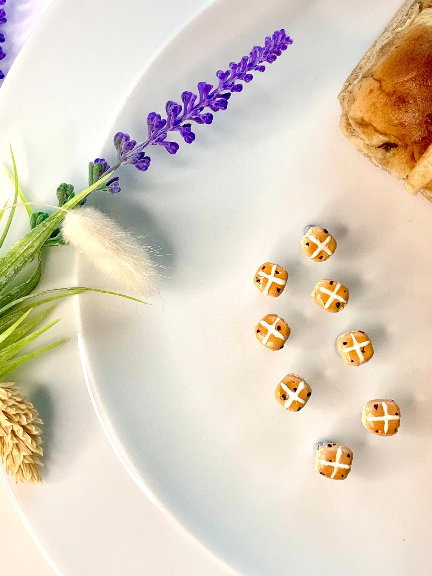 4 pairs of mini hot cross bun studs