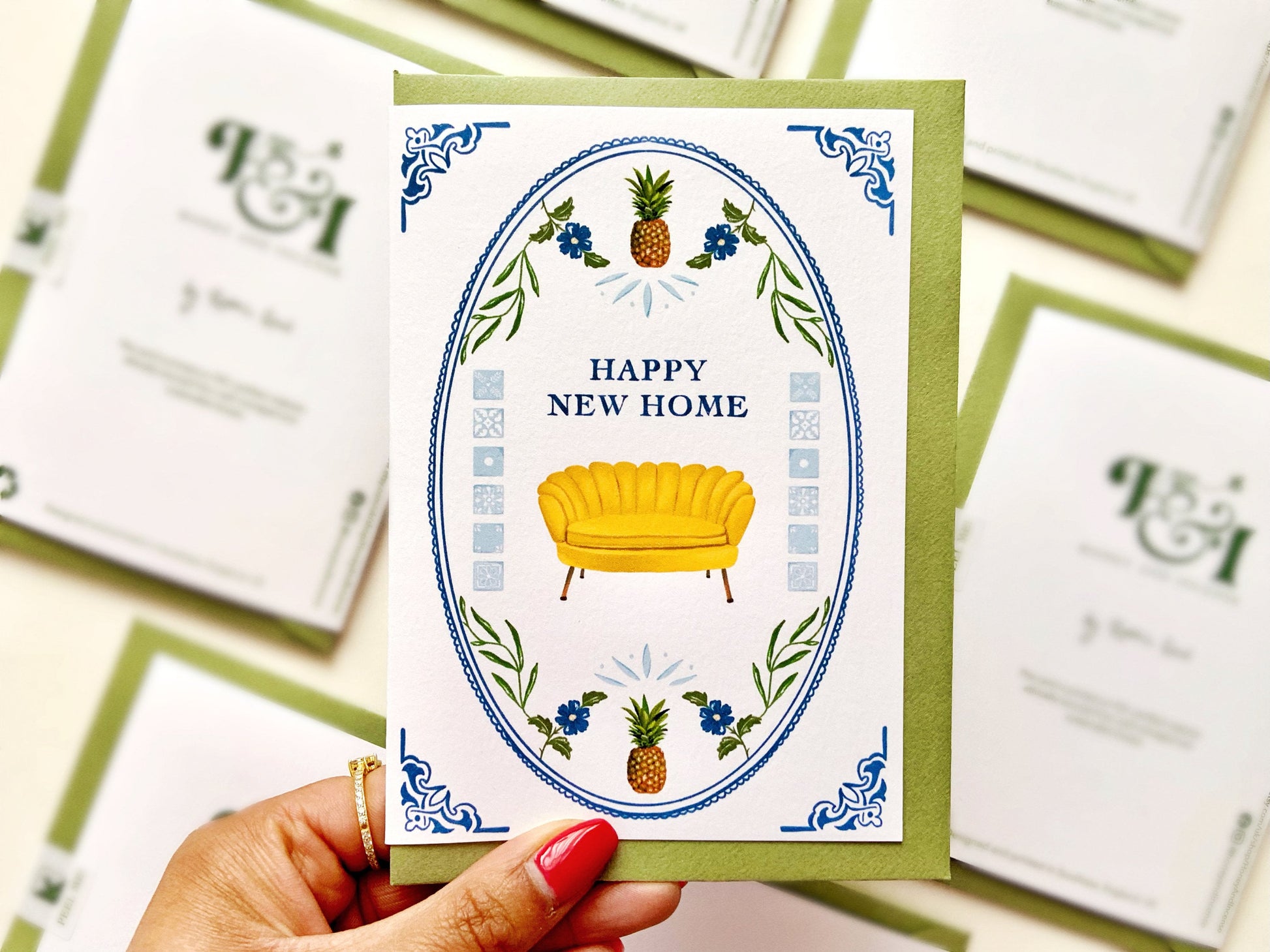 Happy New Home eco friendly card with pineapples