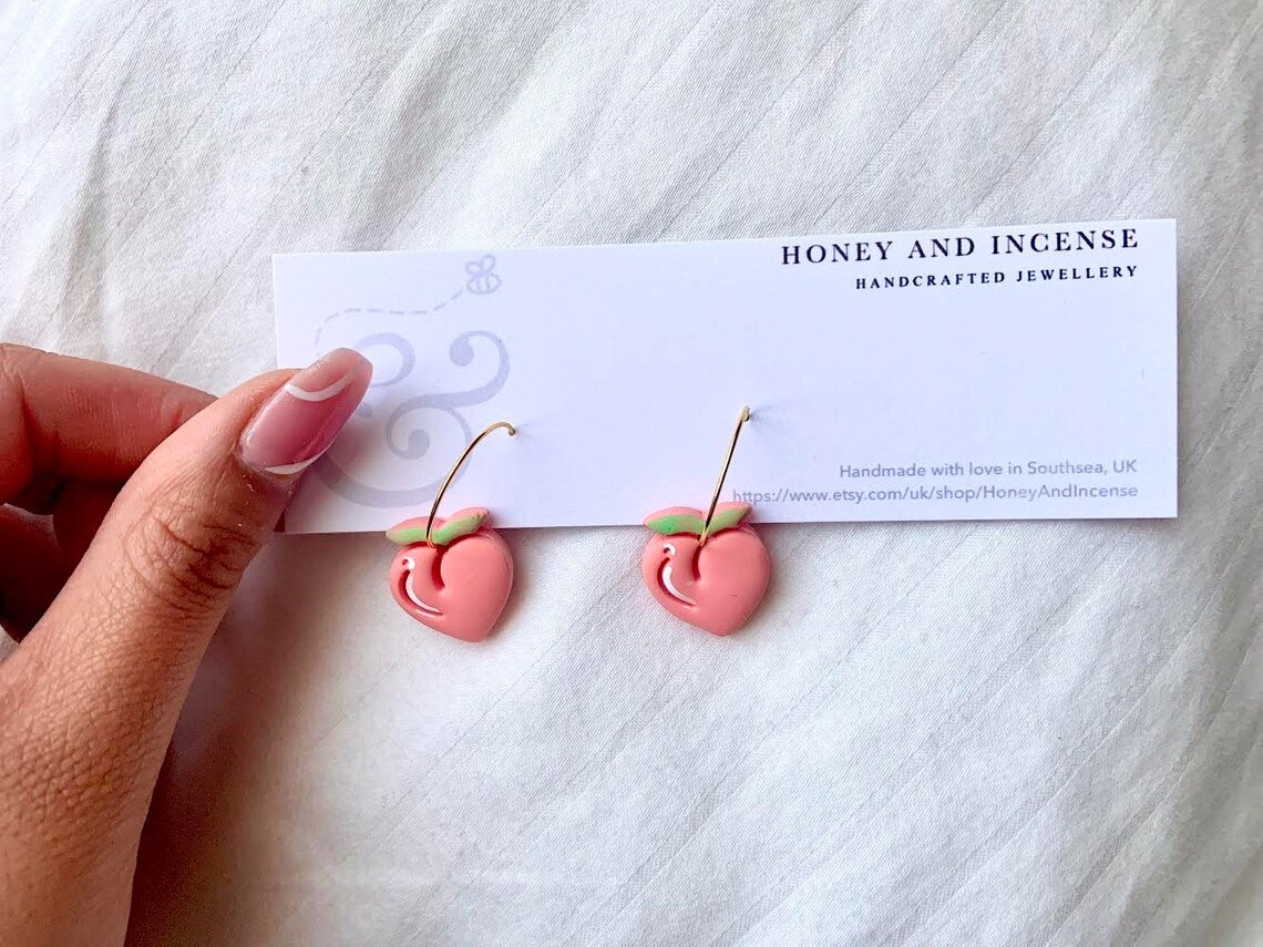 peachy polymer clay earrings