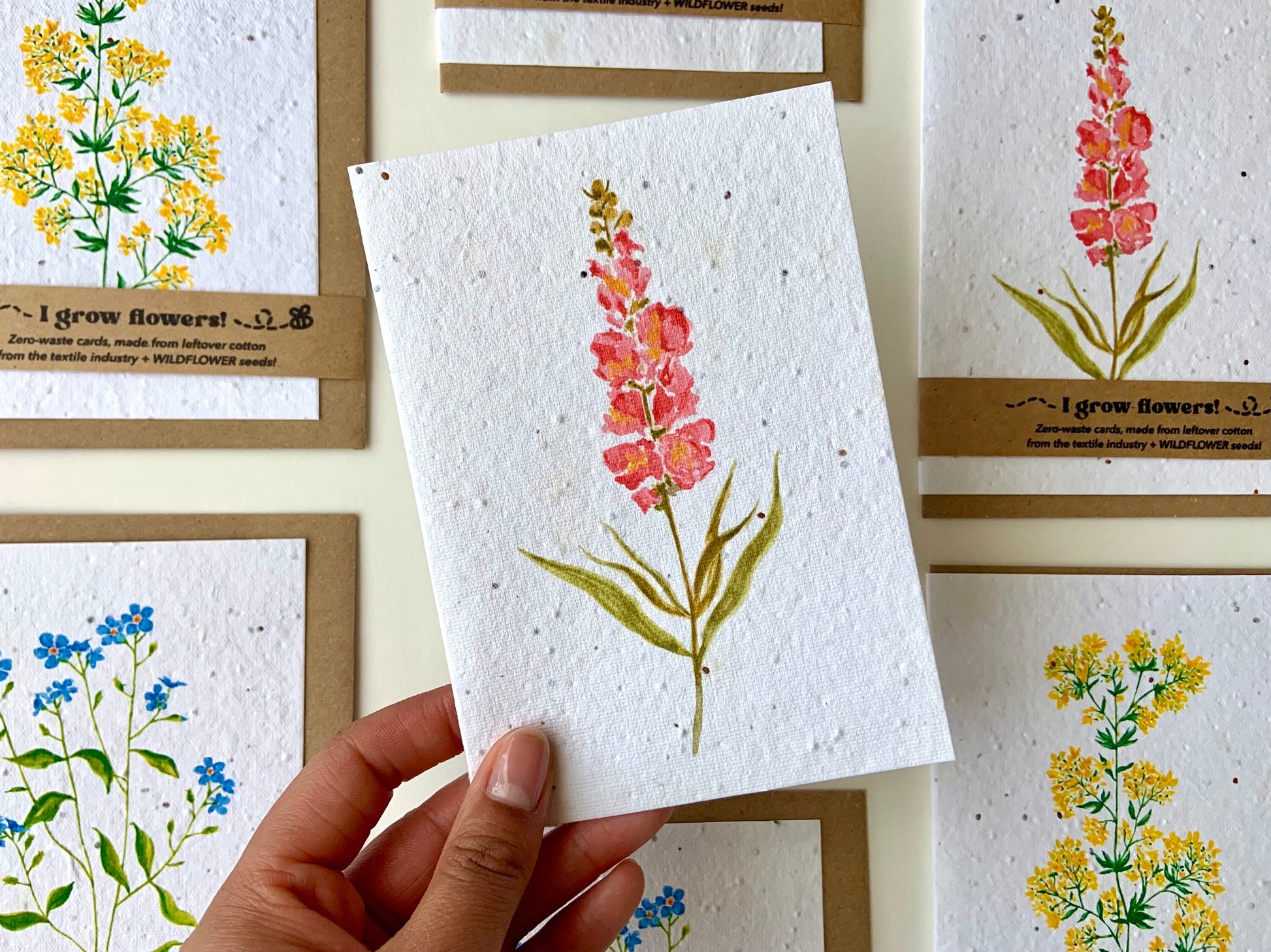 pink snapdragon wildflower seeded plantable card
