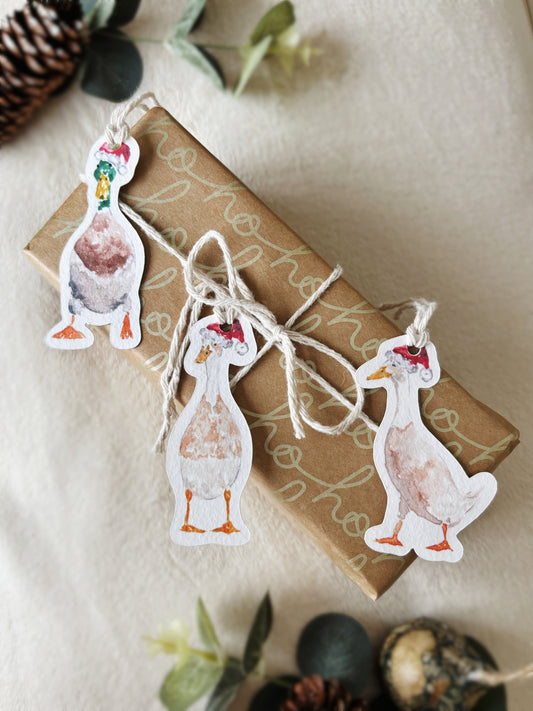 6x Christmas Duck Gift Tags