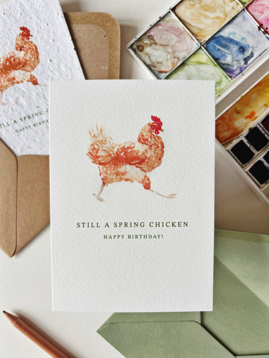 Spring Chicken Birthday Card