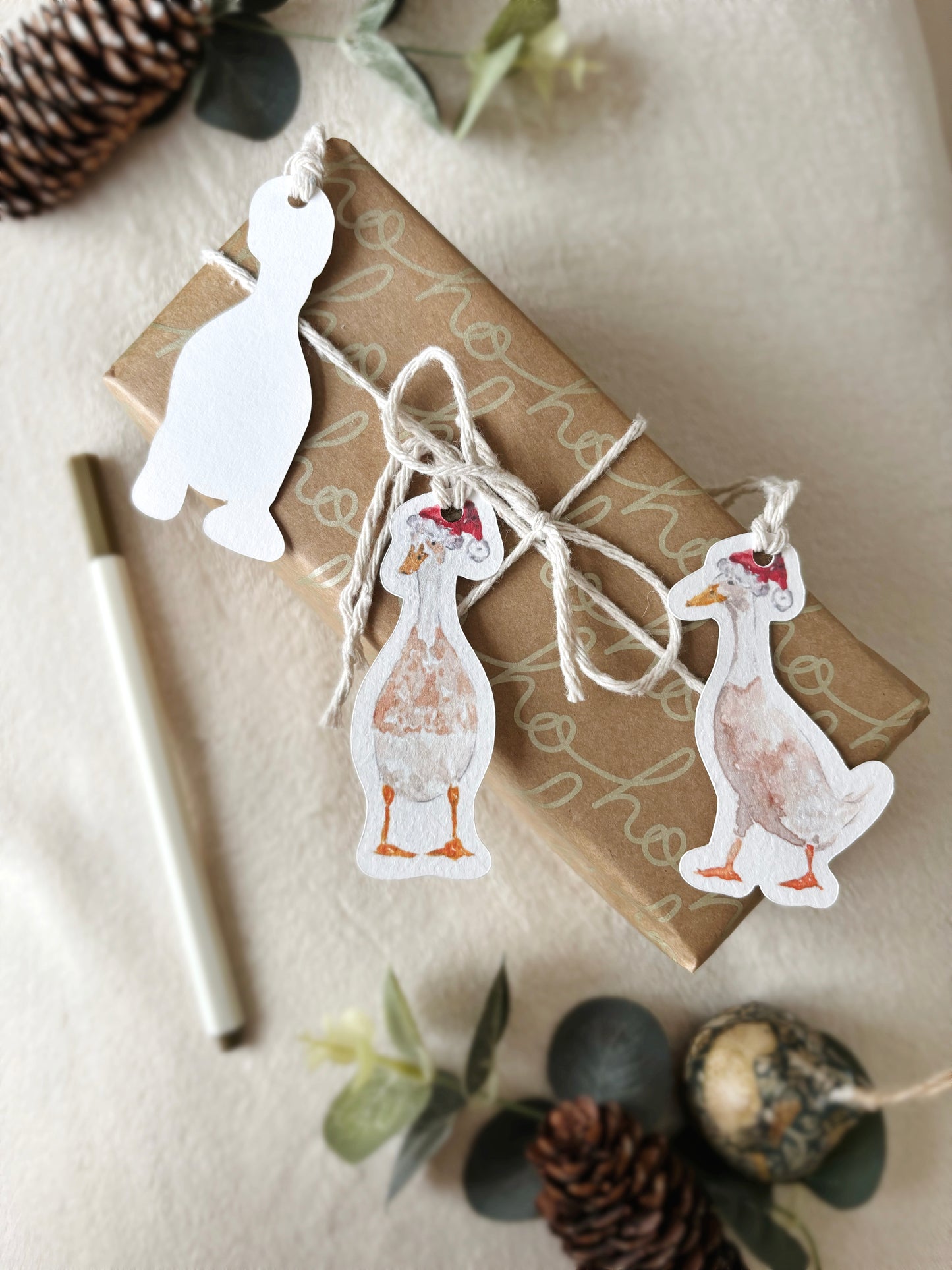 6x Christmas Duck Gift Tags