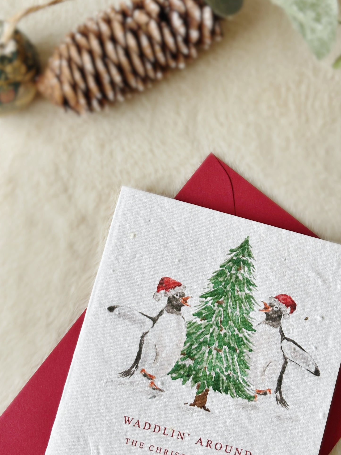 Waddlin Around the Christmas Tree! | Wildflower Seed Plantable Card