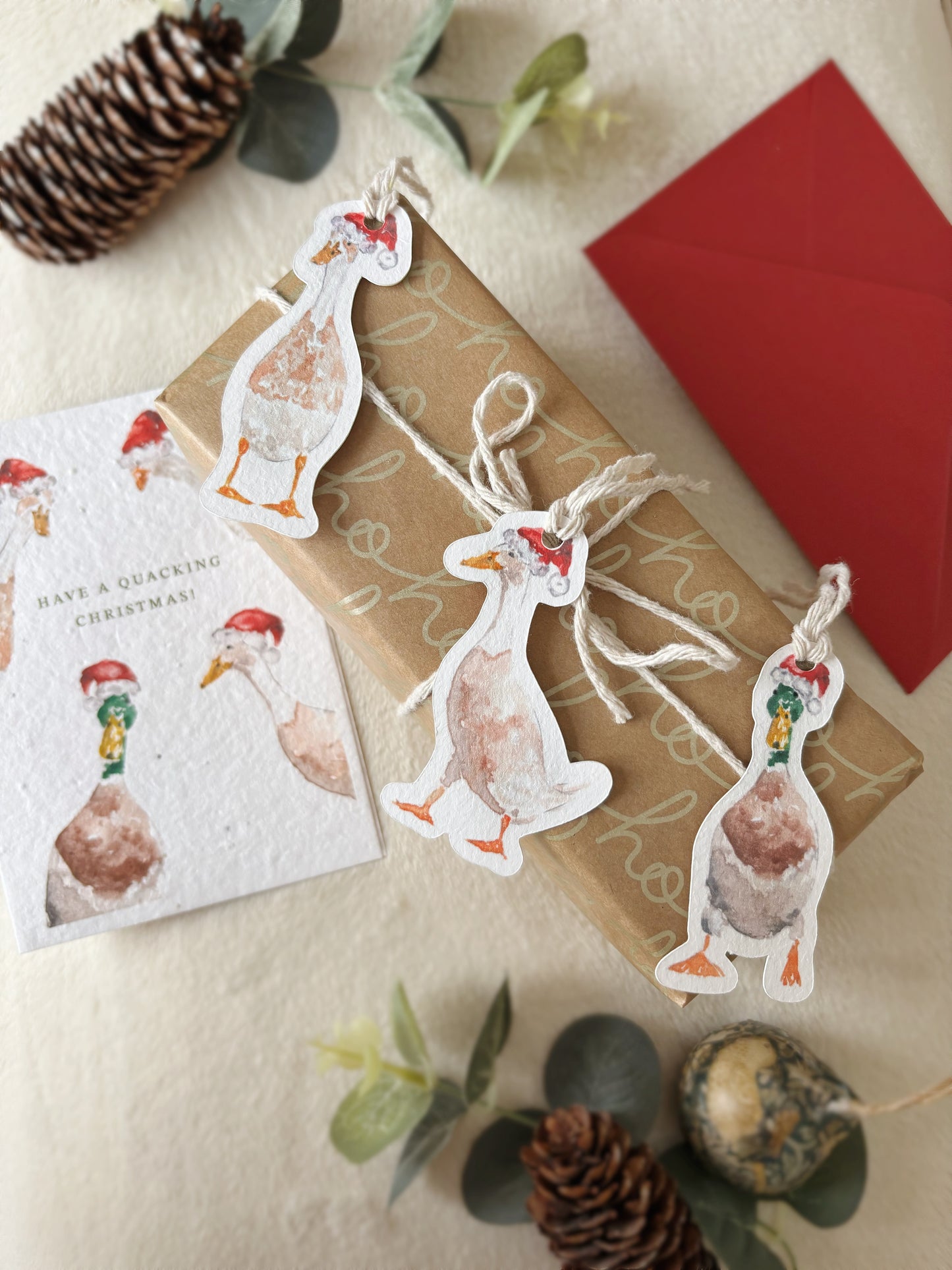6x Christmas Duck Gift Tags