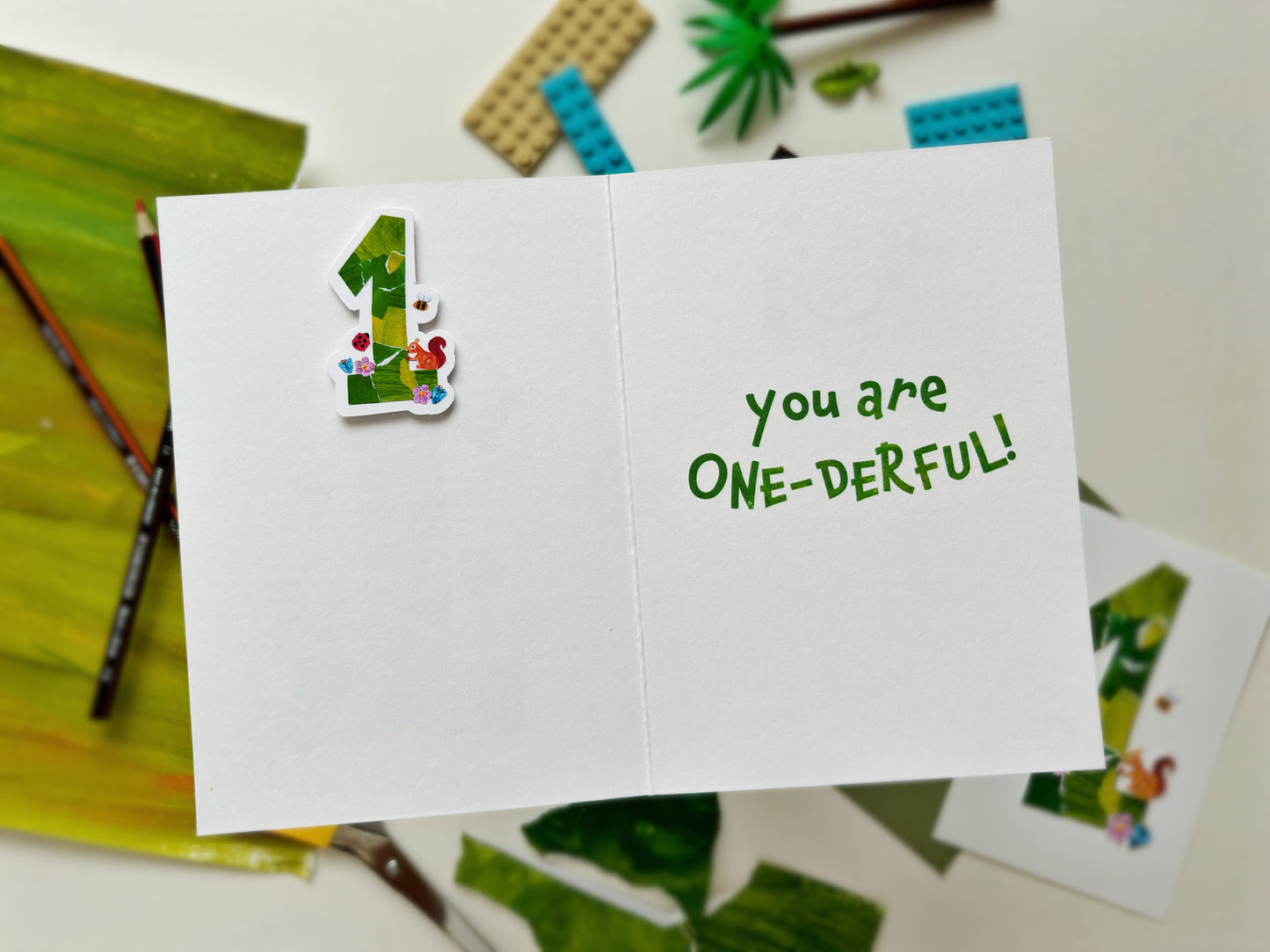 The inside message of this card reads You are One-derful, as a clever play on words. 