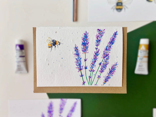 Curious Bee Lavender Plantable Card