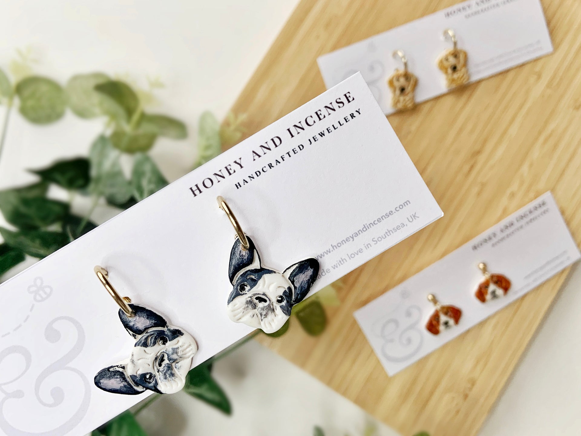 The French Bulldog Earrings – Honey and Incense