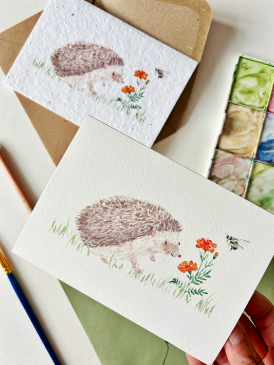 Hedgehog & Marigold Card