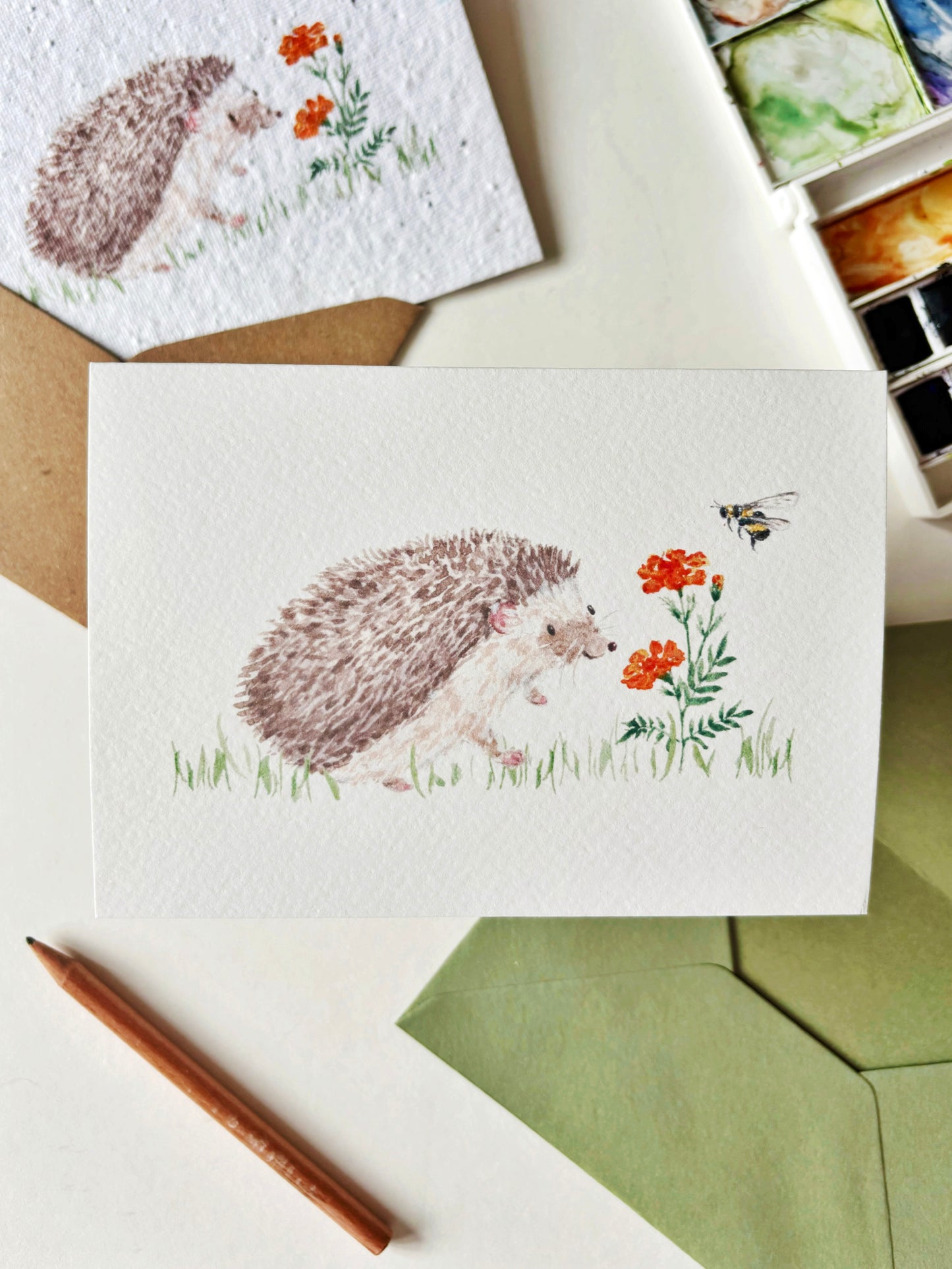 Hedgehog & Marigold Card