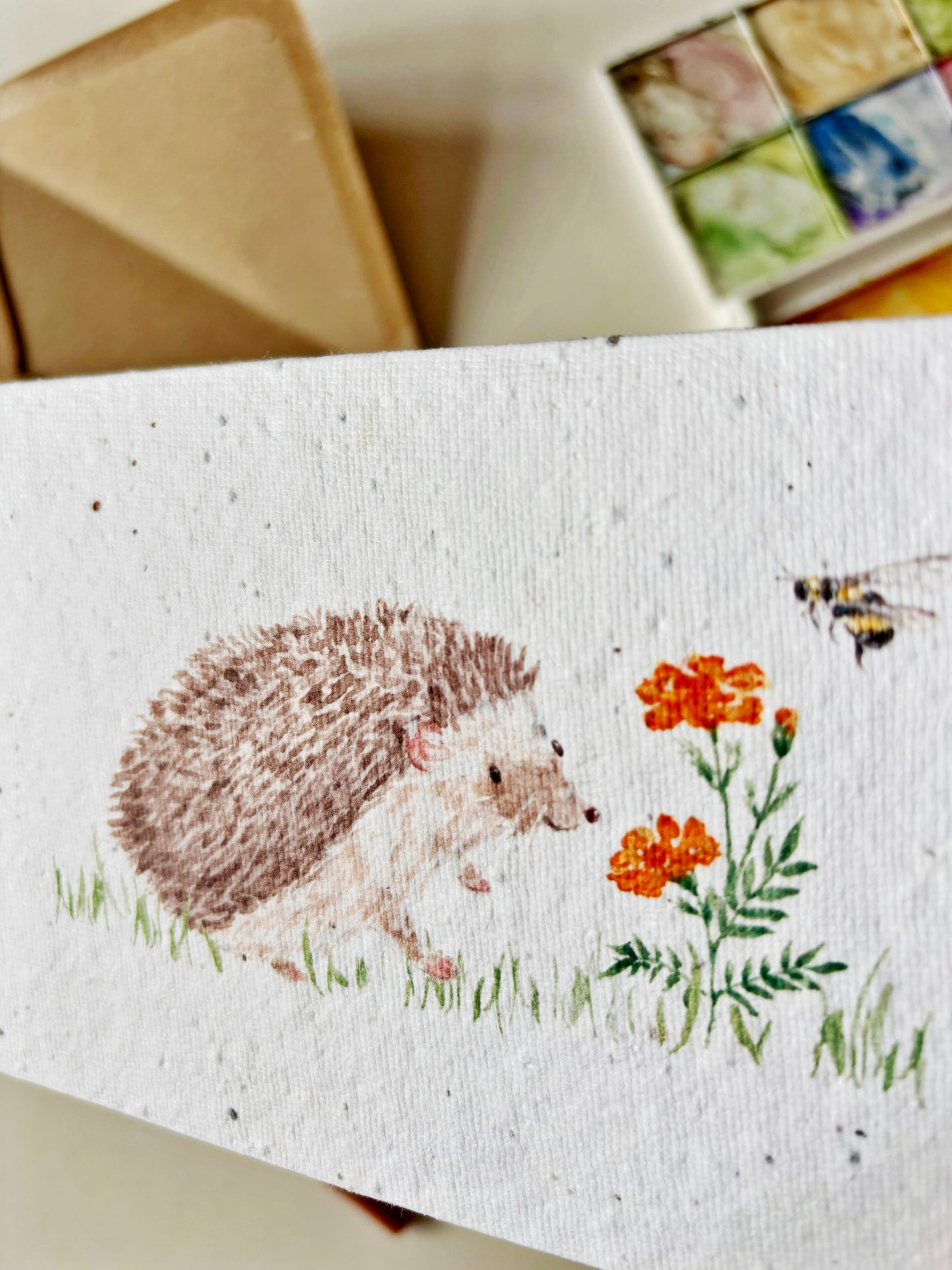 Hedgehog & Marigold Card