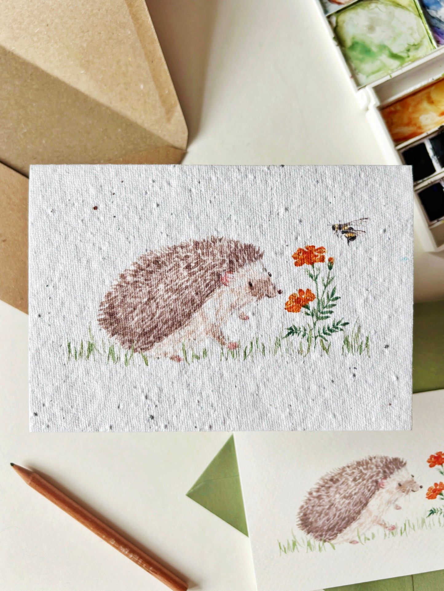 Hedgehog & Marigold Card