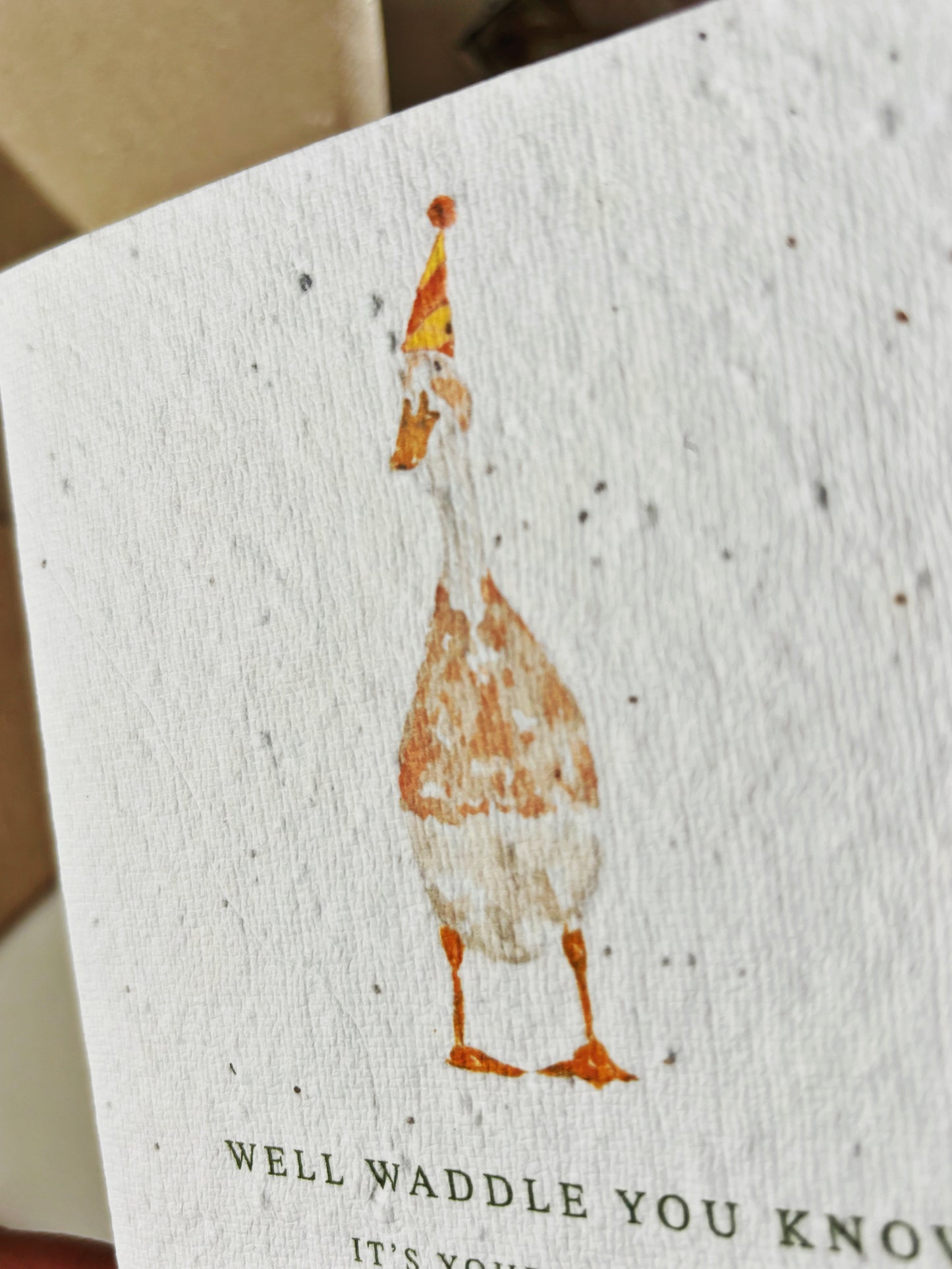 Waddle You Know Birthday Card (Yellow Hat)