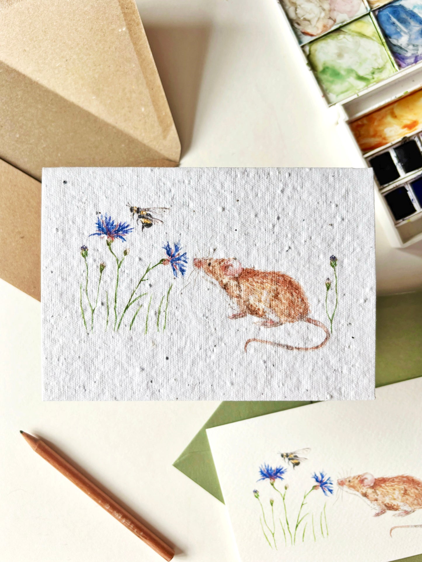 Mouse & Cornflower Card