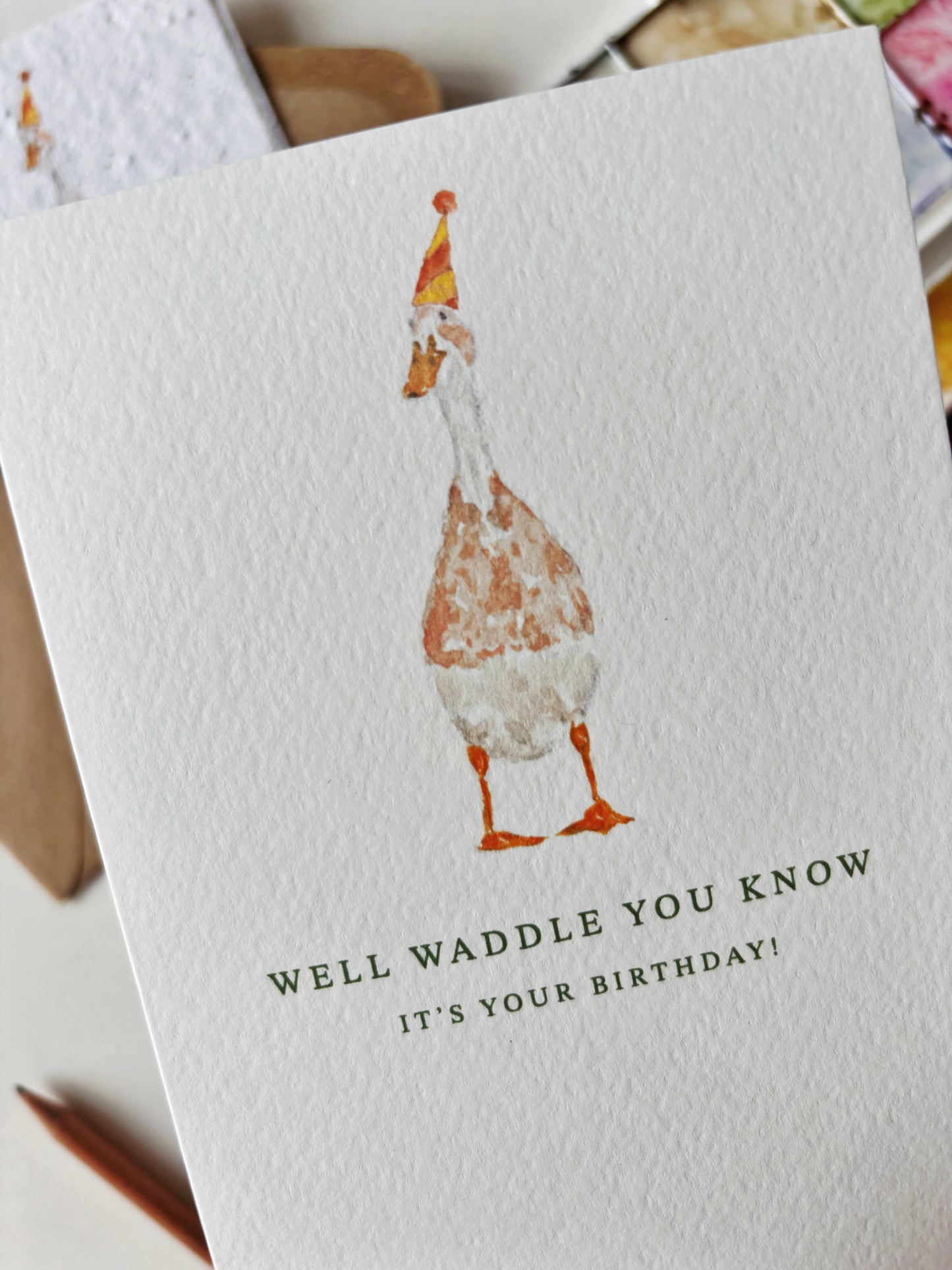 Waddle You Know Birthday Card (Yellow Hat)