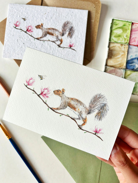 Squirrel & Magnolia Card