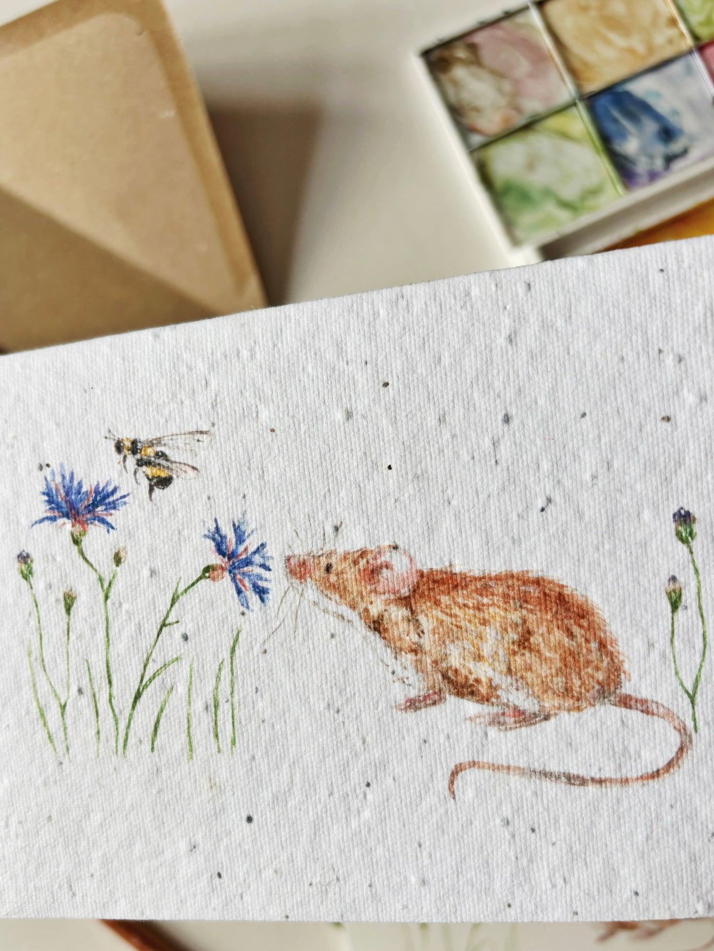 Mouse & Cornflower Card