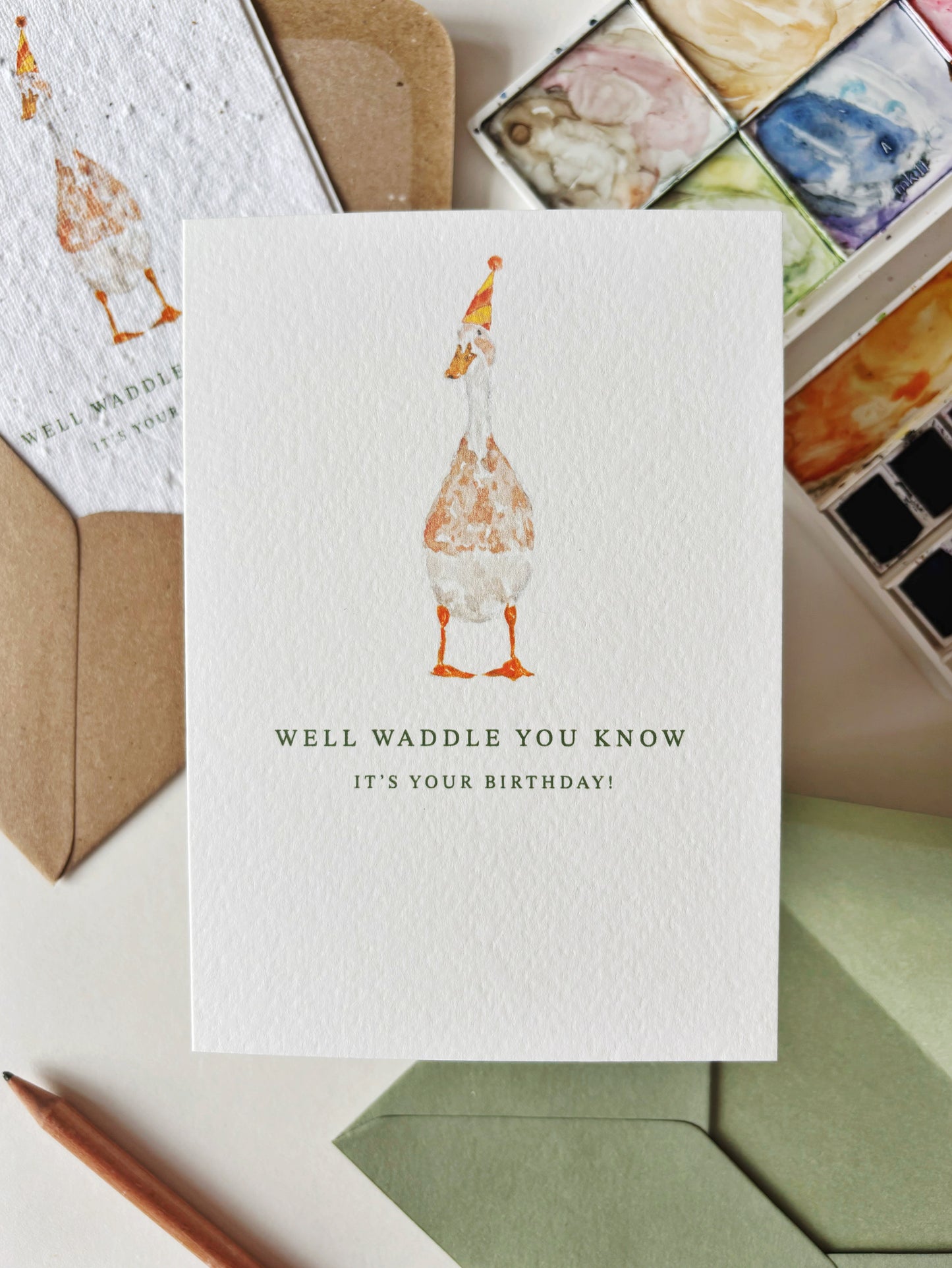 Waddle You Know Birthday Card (Yellow Hat)