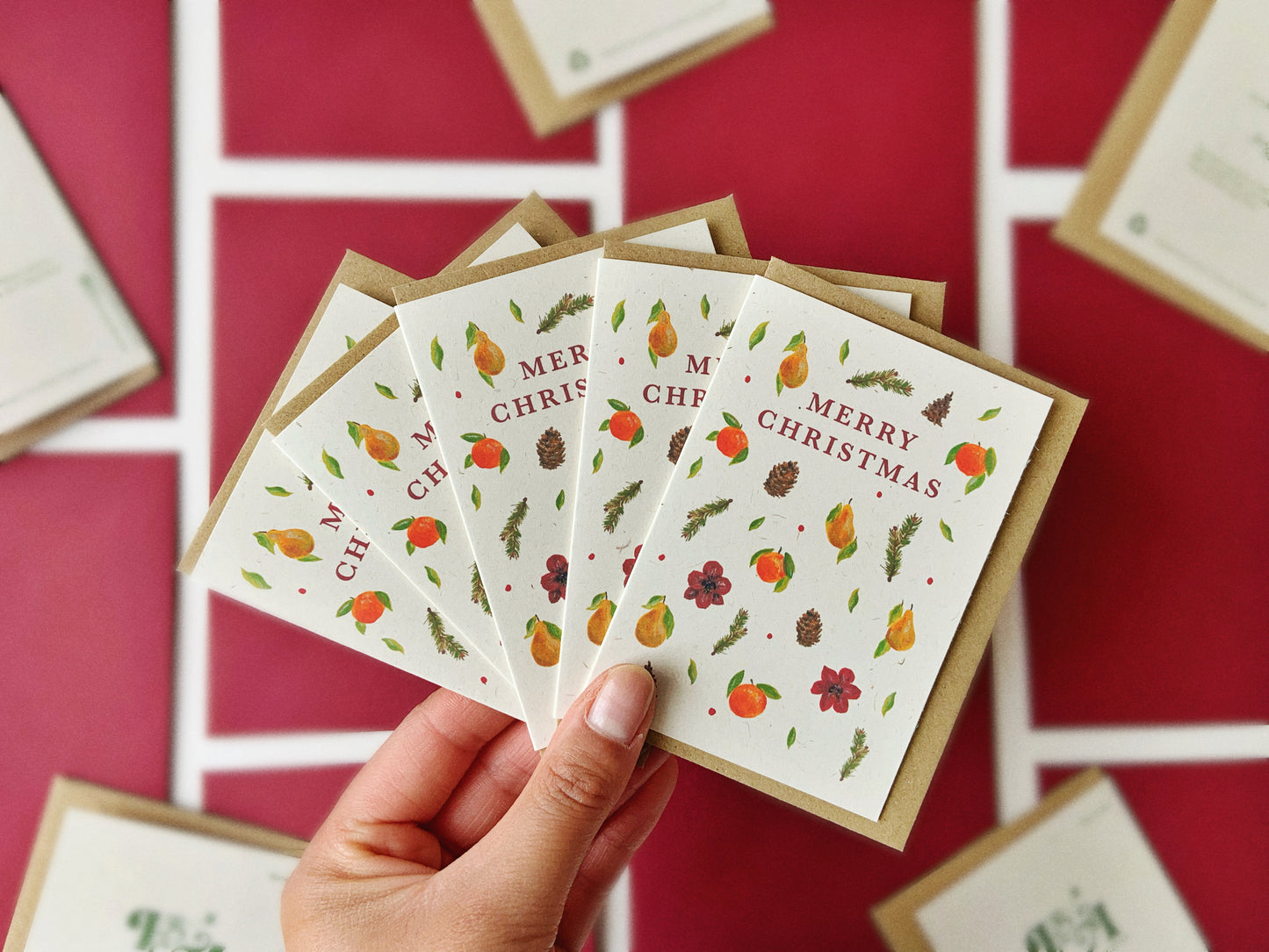 5 Mini Recycled Christmas Cards