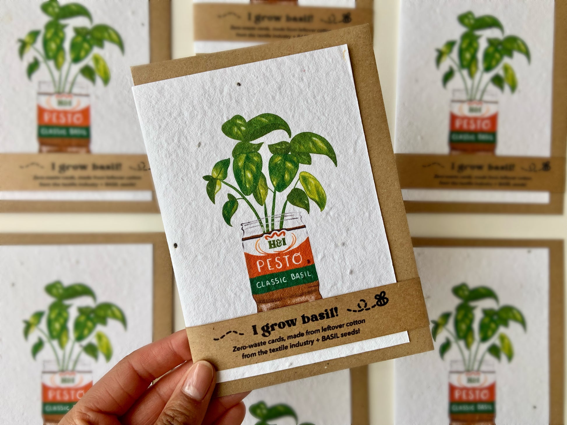 Basil seed plantable card, basil greetings card