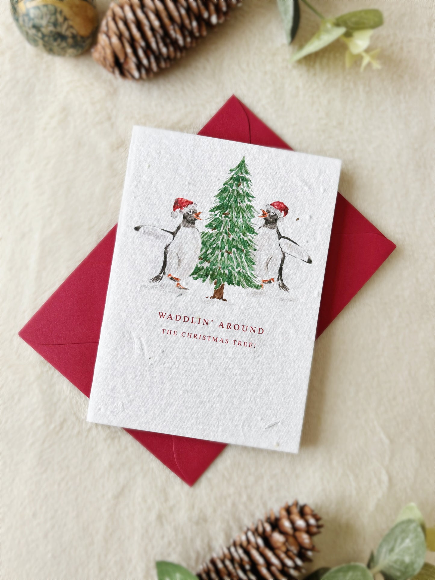 Waddlin Around the Christmas Tree! | Wildflower Seed Plantable Card