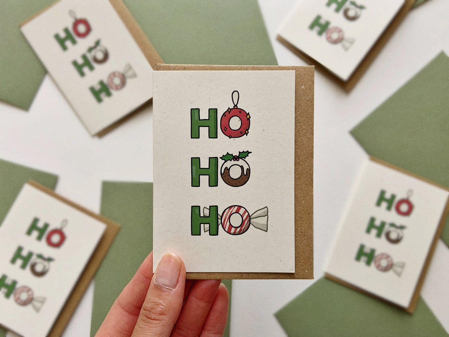 5 Mini Recycled Ho Ho Ho Cards