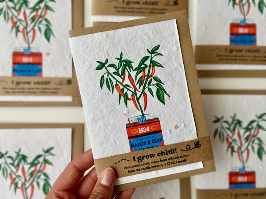 Chiili seed plantable greetings card, this card grows chilli plants