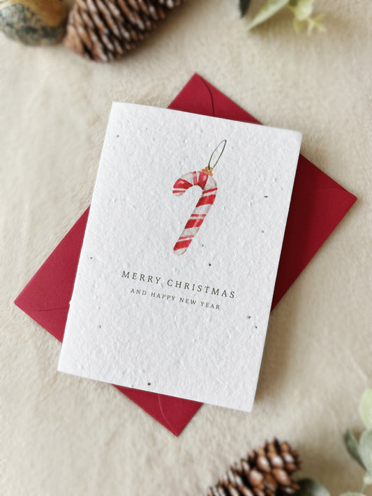 Candy Cane Christmas Card | Wildflower Seed Plantable Card